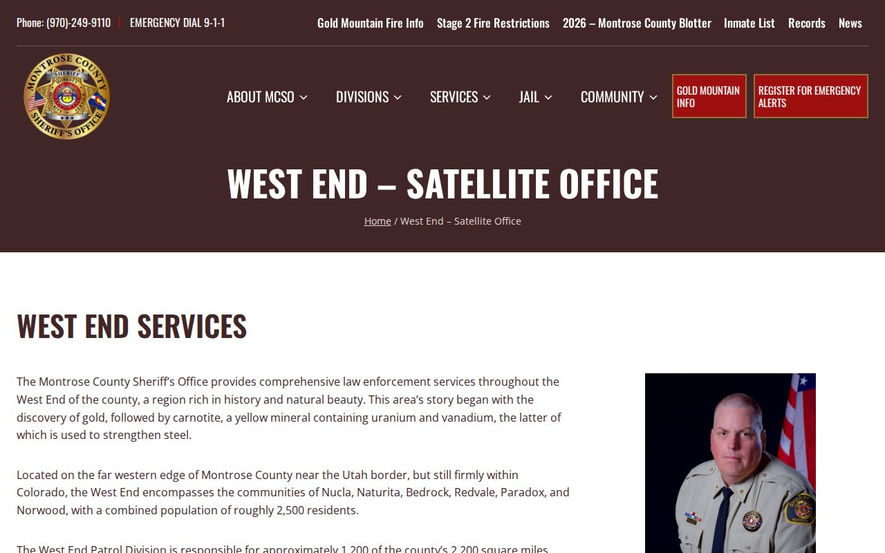 West End Montrose County arrest records satellite office