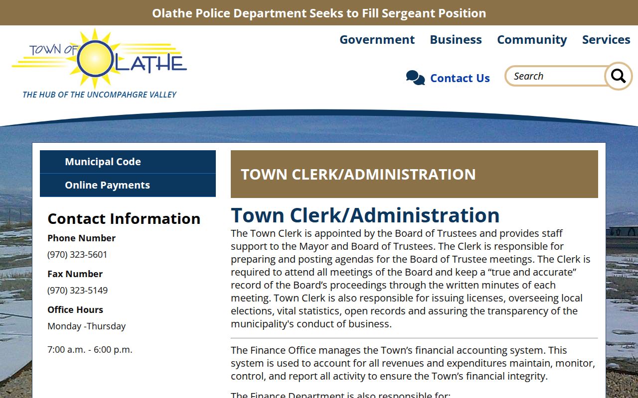 Olathe criminal records fallback at the Town Clerk