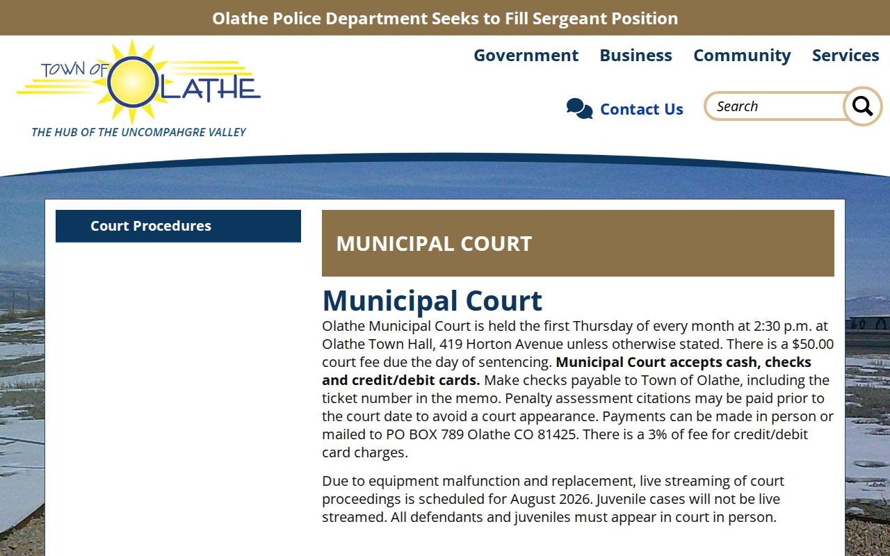 Olathe criminal records information from Olathe Municipal Court