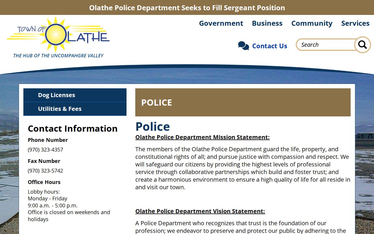 Olathe Police Department criminal records contact