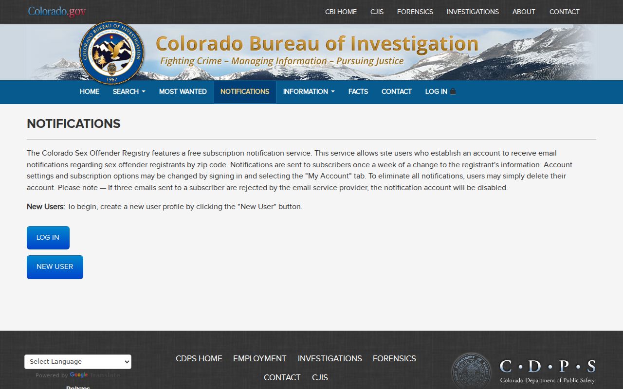 Colorado registry ZIP notification signup